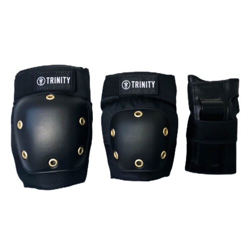 Trinity youth-adult knee pads elbow wrist guards Black 28-55 cm