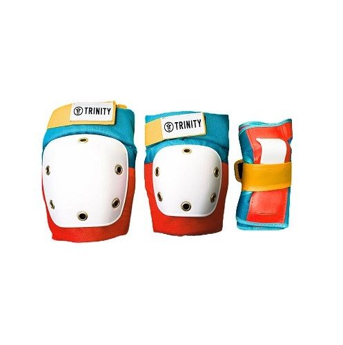 Trinity red/teal/yellow-children-youth-knee-elbow-wrist-guards