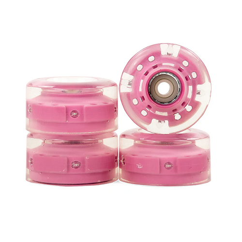 SFR pink or silver LED 57 x 32 mm wide quad wheels Pack of 4